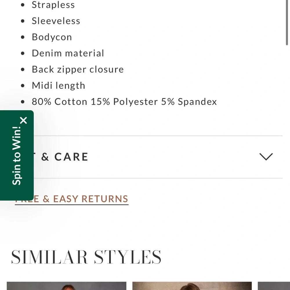 Elegant Strapless Blue jean Midi Dress - Picture 3 of 5